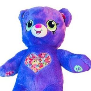 Build a Bear Workshop Purple Shopkins Teddy Bear Heart Plush Stuffed Toy 16”
